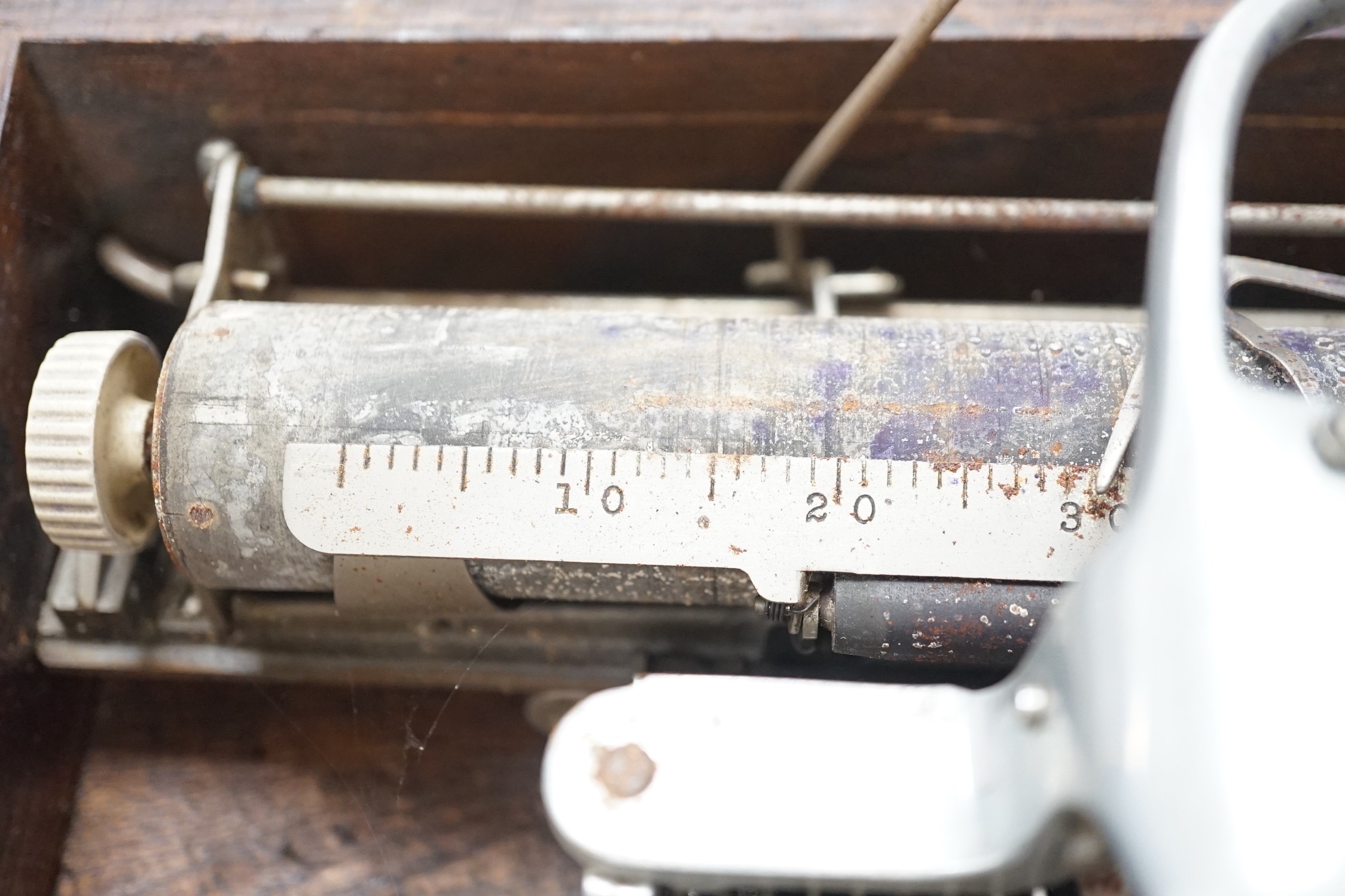 A Blickensderfer typewriter in fitted wooden case